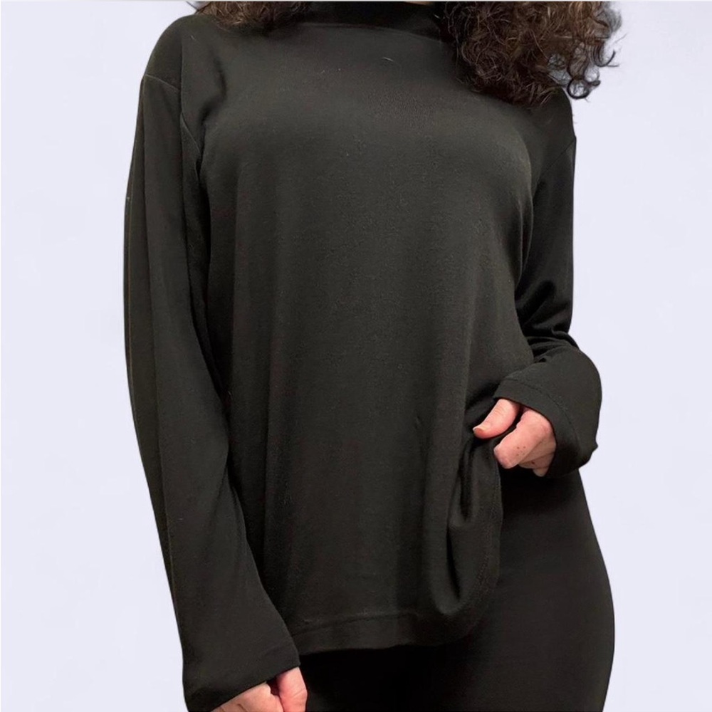 Vintage Lane Bryant Designs & Co Black Mock Neck Long Sleeve Top